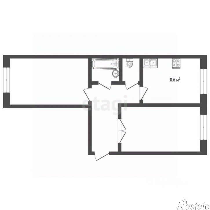 2-комн квартира Чернореченская улица, 8 к8,  д. 8 к8