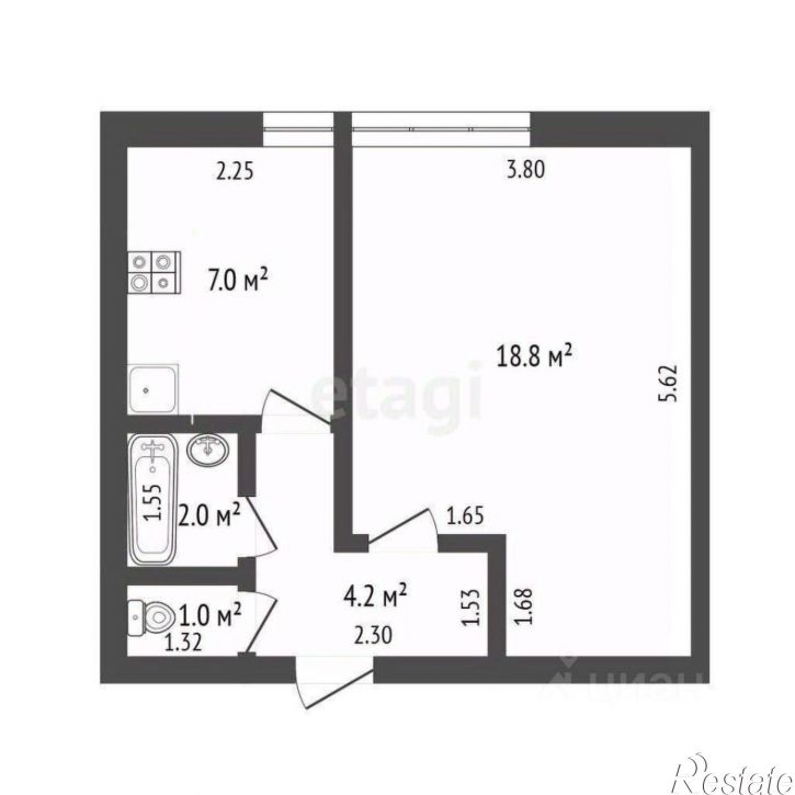 1-комн квартира пр-кт Ленина, 1,  д. 1