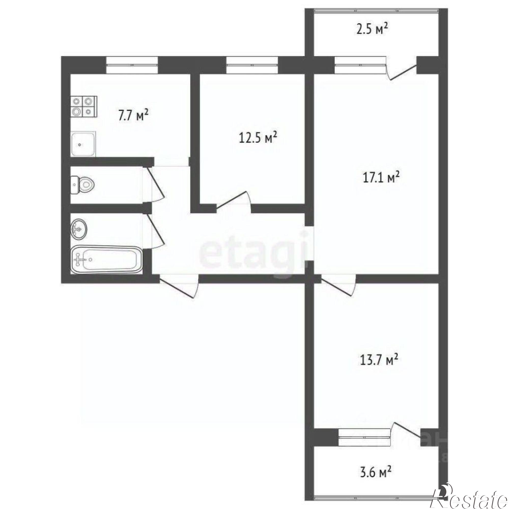 Купить квартиру за 7 100 000 рублей на ул Чернореченская, 32