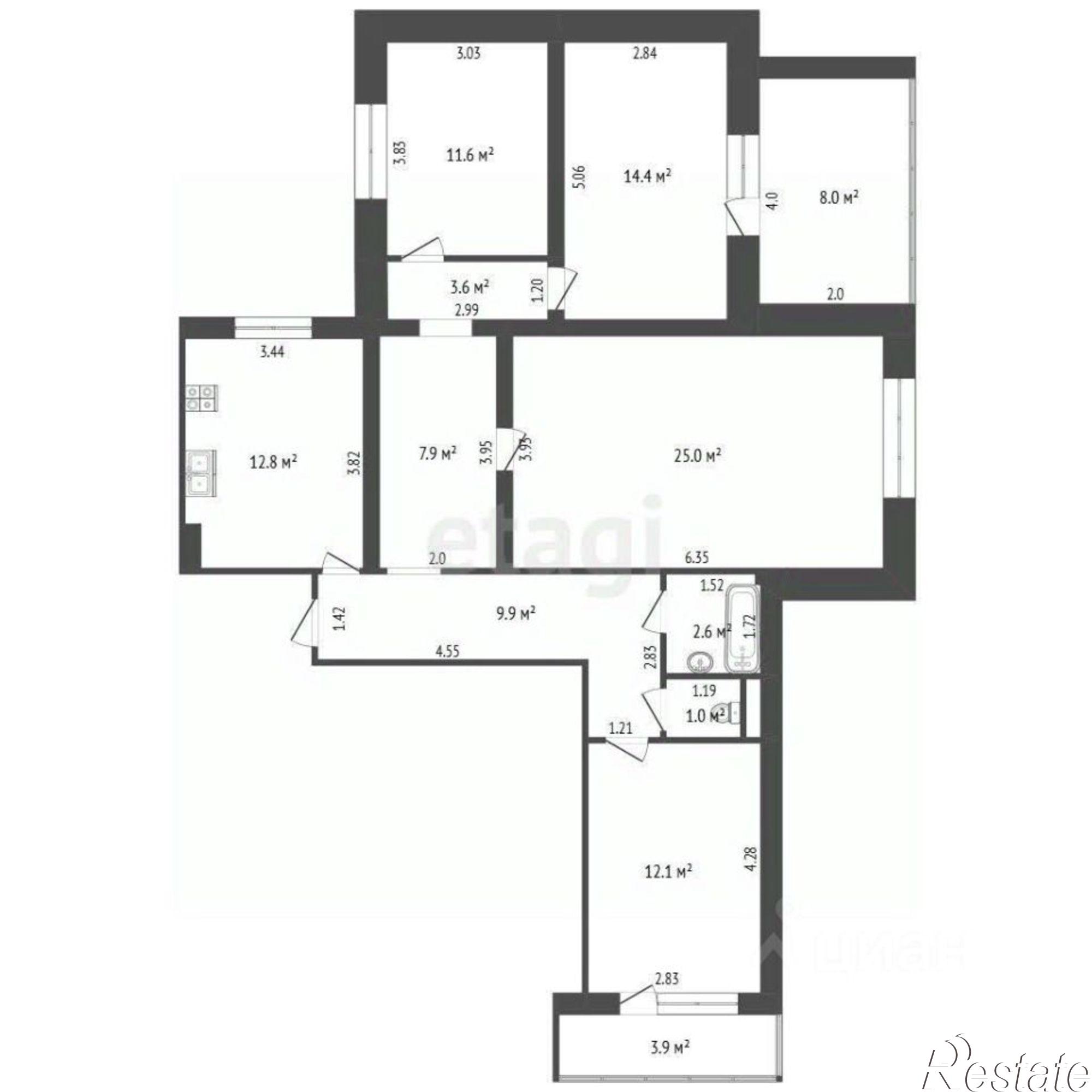Купить квартиру за 8 900 000 рублей на ул Бобруйская, 89