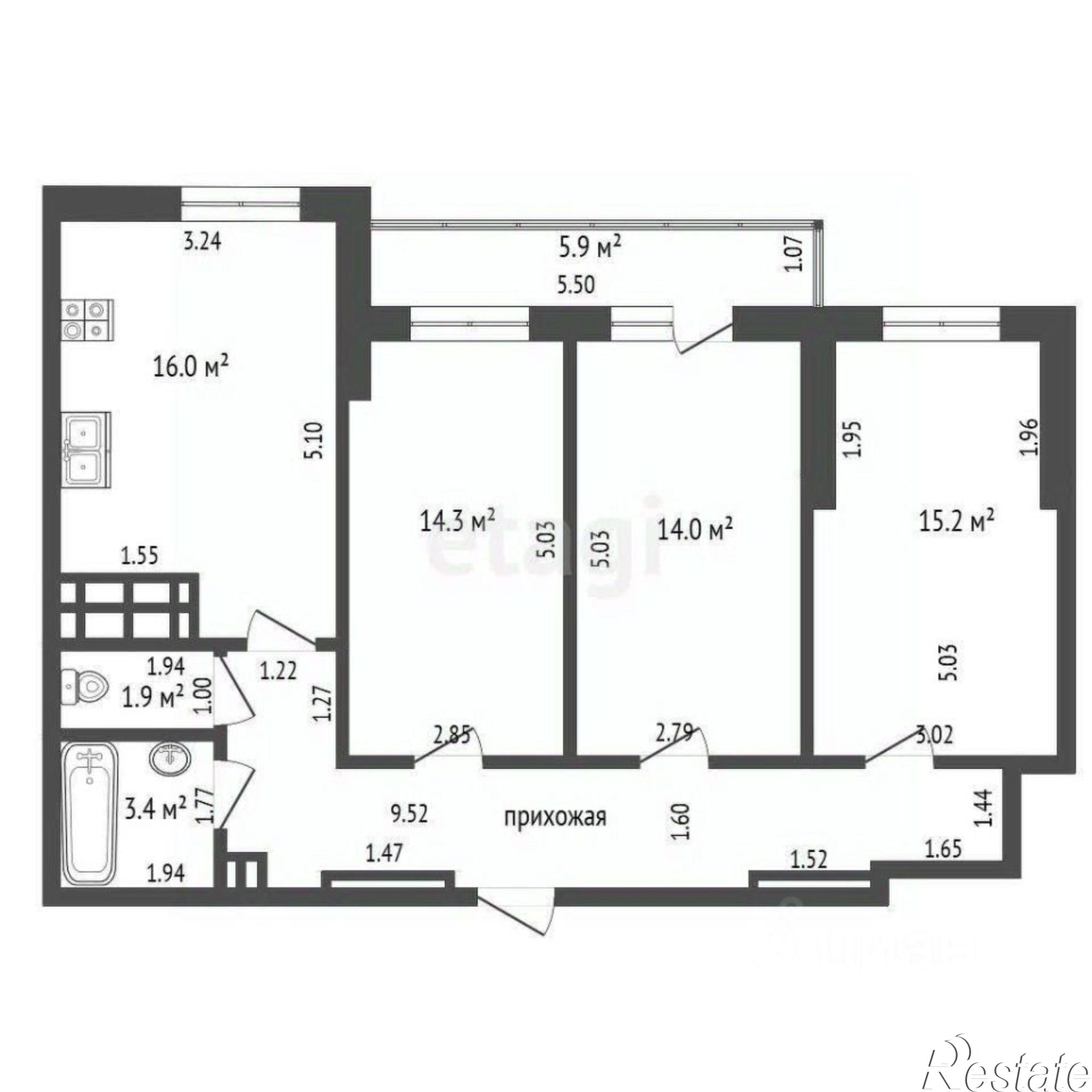 Купить квартиру за 10 785 000 рублей на Краснодонская улица, 8