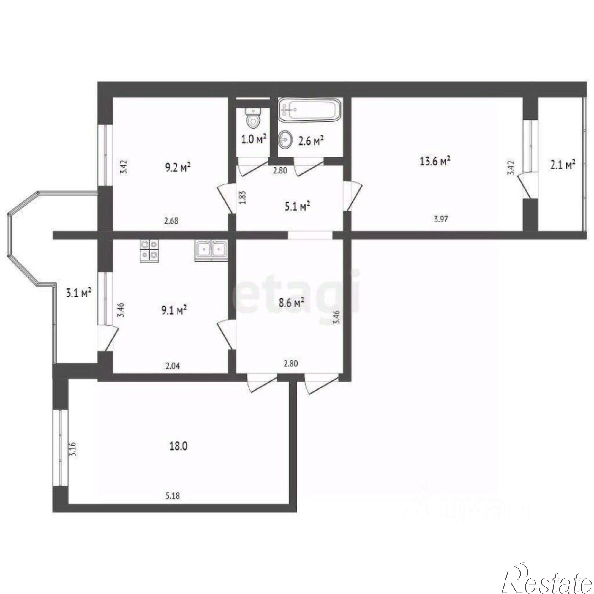 Купить квартиру за 7 250 000 рублей на Техническая улица, 1А