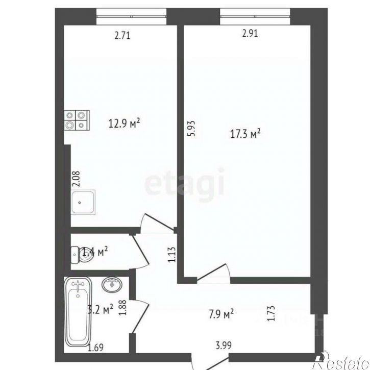 1-комн квартира Товарная улица, 19,  д. 19