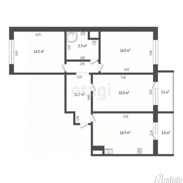 3-комн квартира Ново-Вокзальная улица, 59,  д. 59