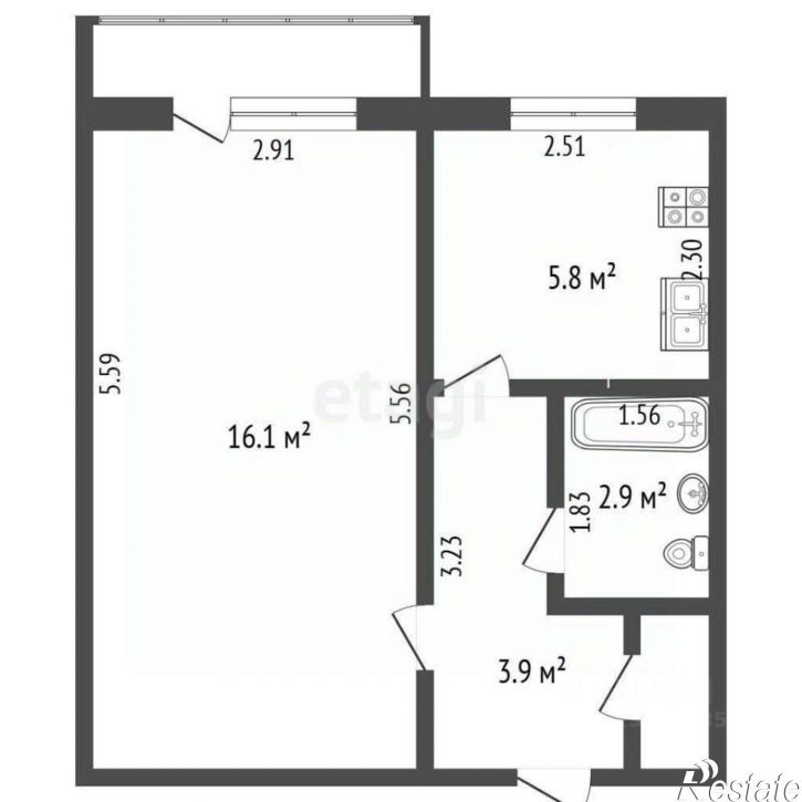 1-комн квартира Коллективный пер, 3,  д. 3