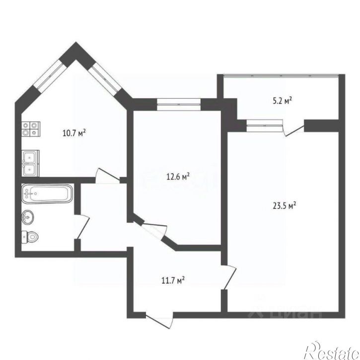 2-комн квартира Белорусская улица, 22,  д. 22