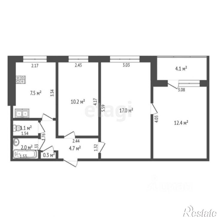 3-комн квартира Воронежская улица, 230,  д. 230