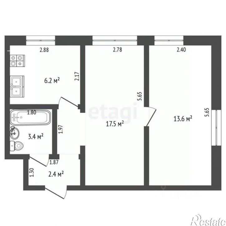 2-комн квартира улица Чкаловский Спуск, 1,  д. 1