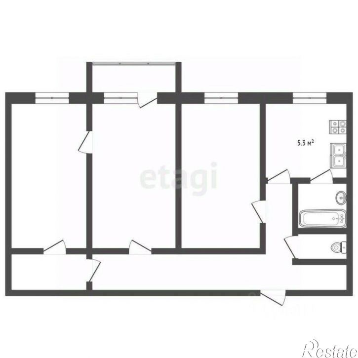 3-комн квартира ул Первомайская, 25,  д. 25