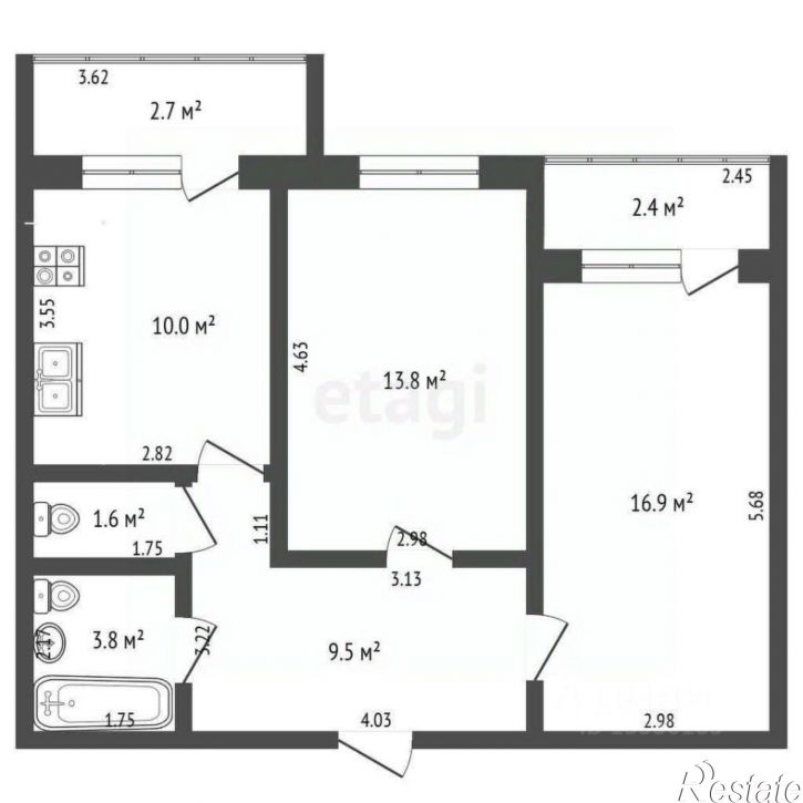 2-комн квартира Парниковая улица, 1,  д. 1