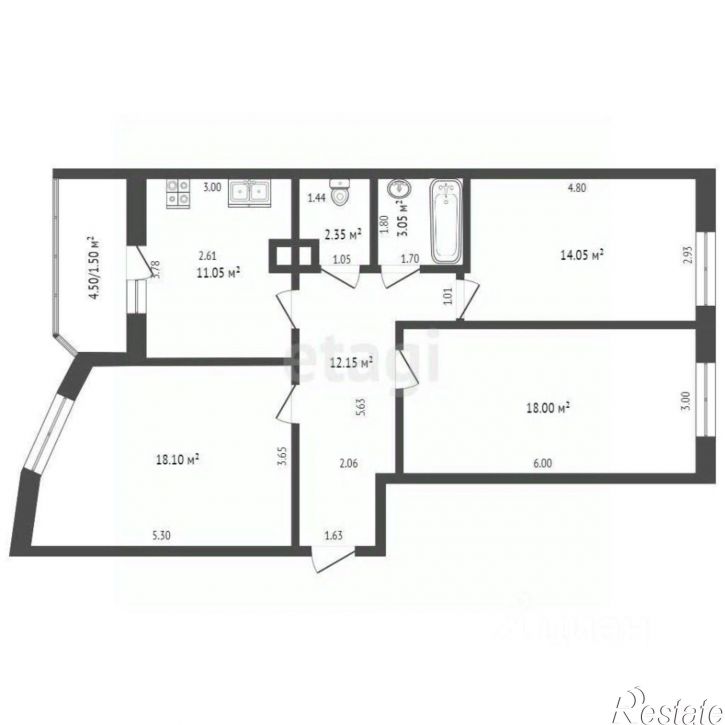 3-комн квартира ул Мичурина, 149,  д. 149