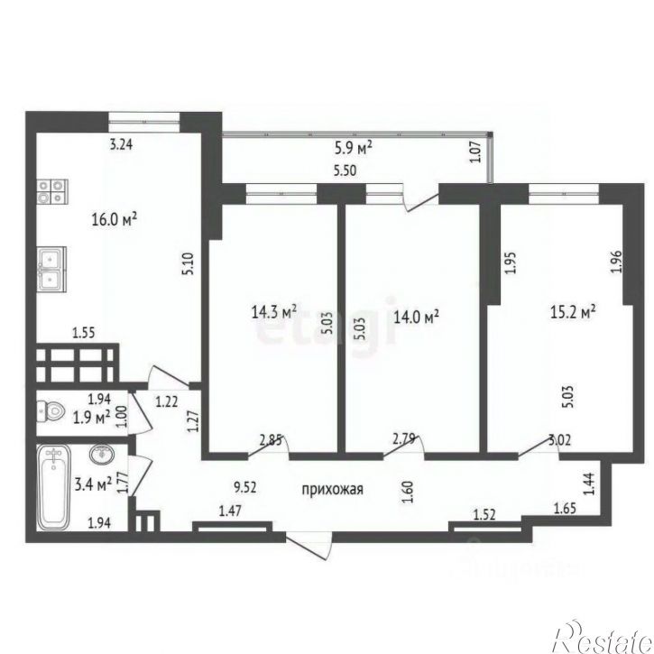 3-комн квартира Краснодонская улица, 8,  д. 8