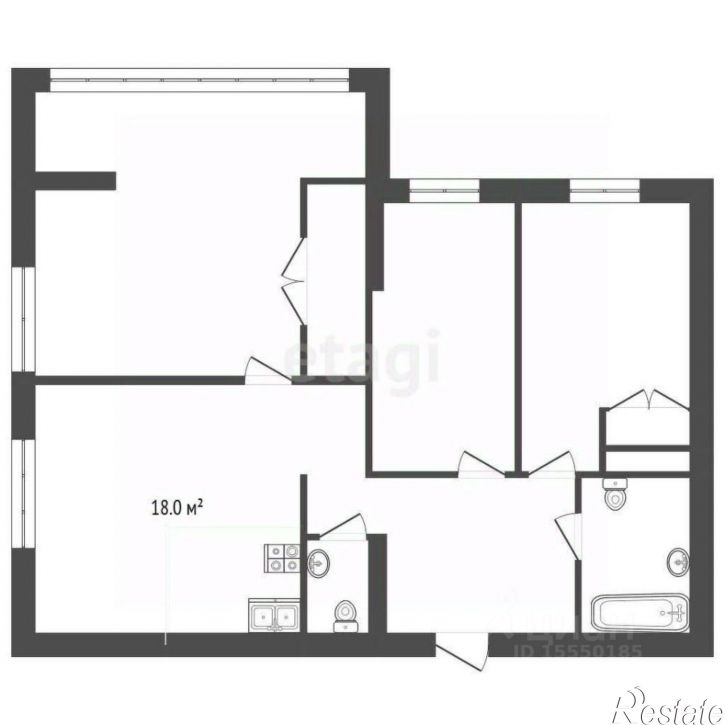 3-комн квартира Солнечная улица, 42,  д. 42