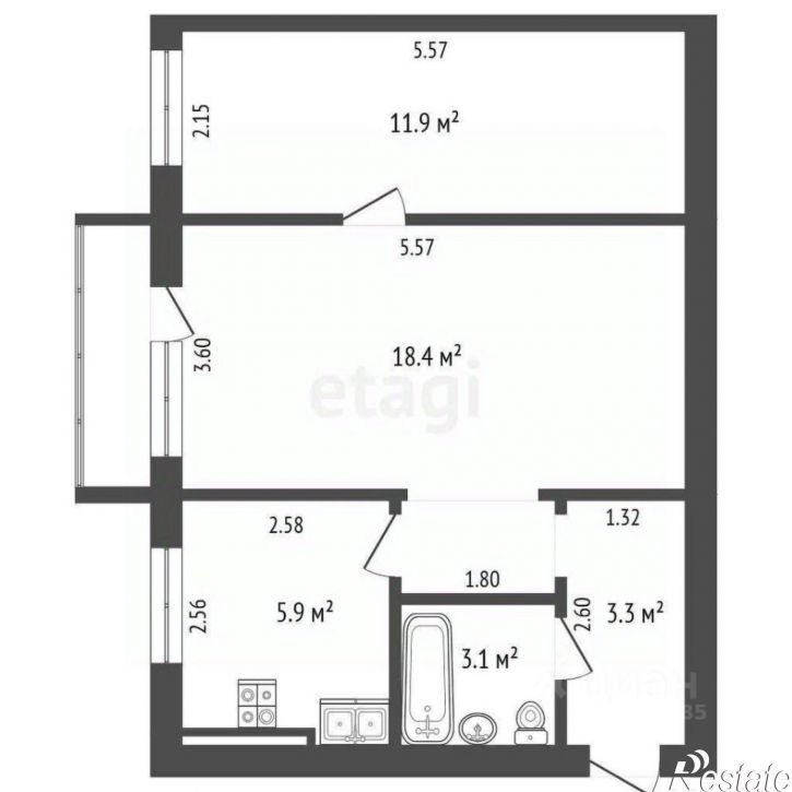 2-комн квартира ул Гагарина, 169,  д. 169