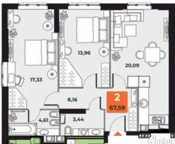 2-комн квартира проспект Карла Маркса, 231,  д. 231