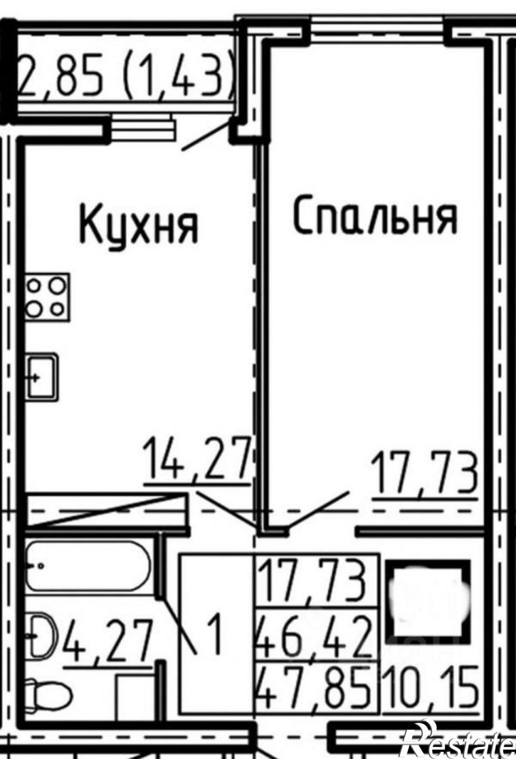 1-комн квартира Московское шоссе, 3,  д. 3