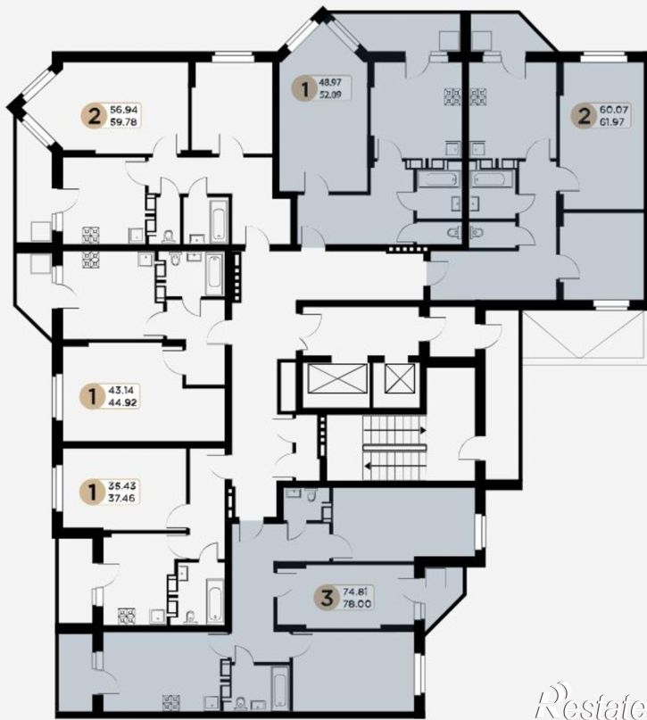 3-комн квартира в новом доме Московское шоссе, 18-й километр, 53
