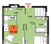1-комн, 44 кв м, этаж 3/23 ул Санфировой, 95а 1