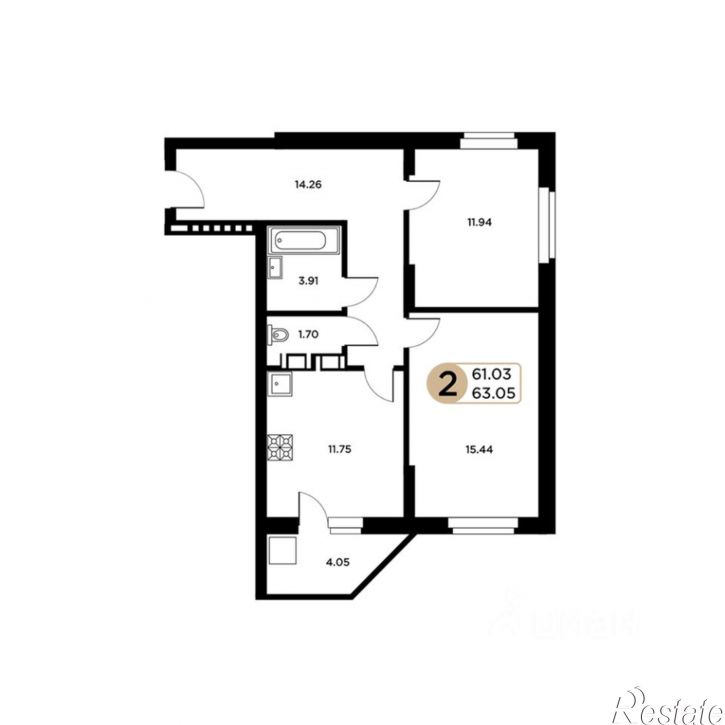 2-комн квартира в новом доме Московское (18 км) шоссе, 53,  д. 53