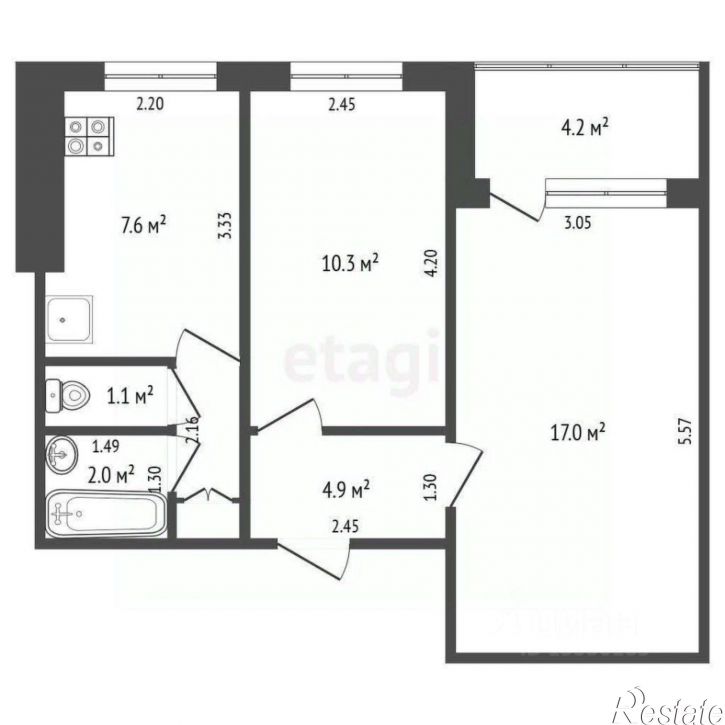 2-комн квартира улица Челюскинцев, 19,  д. 19