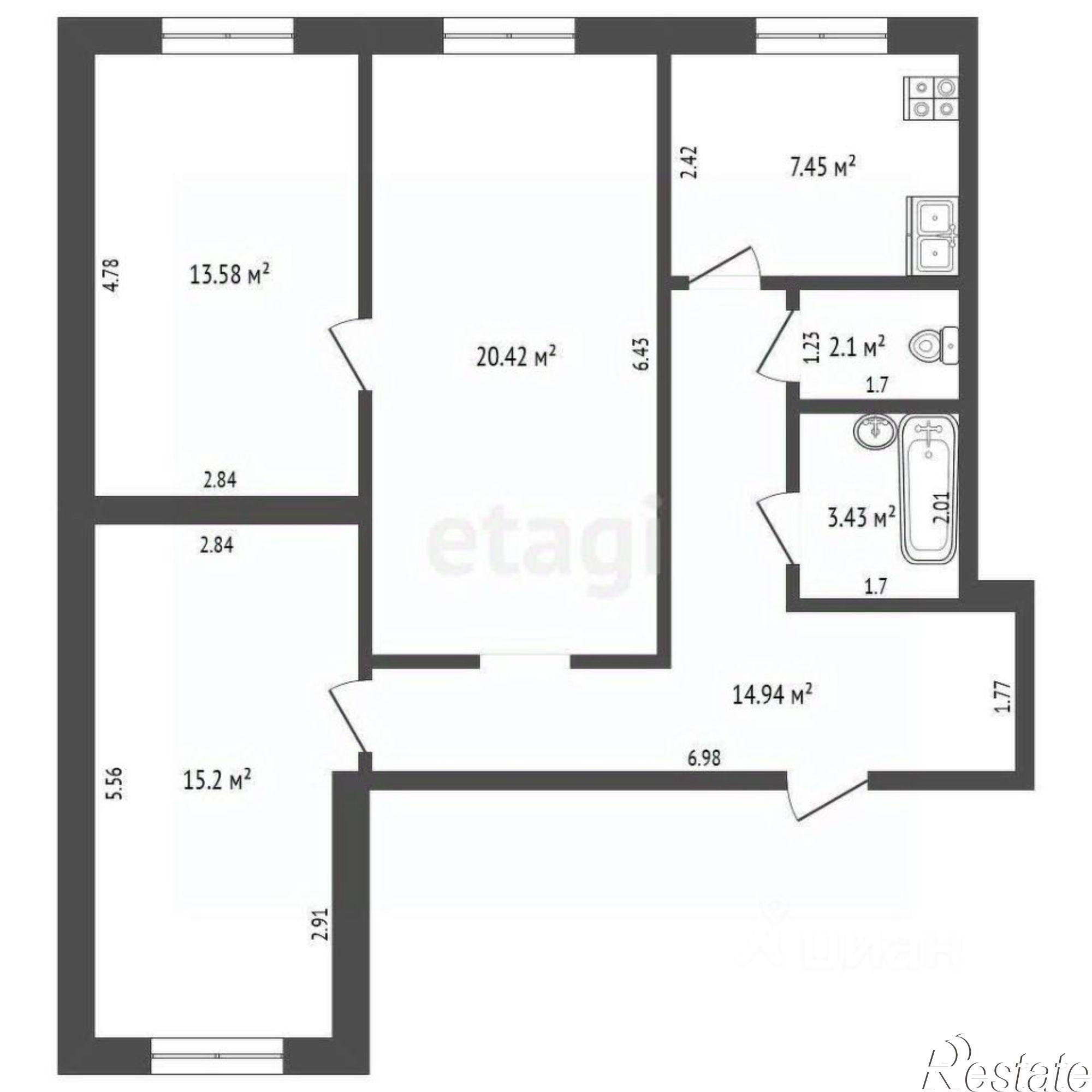 Купить квартиру за 6 650 000 рублей на ул Победы, 81