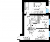 2-комн, 60 кв м, этаж 2/18 посёлок Мехзавод, микрорайон Новая Самара