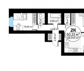 2-комн, 60 кв м, этаж 1/18 посёлок Мехзавод, микрорайон Новая Самара