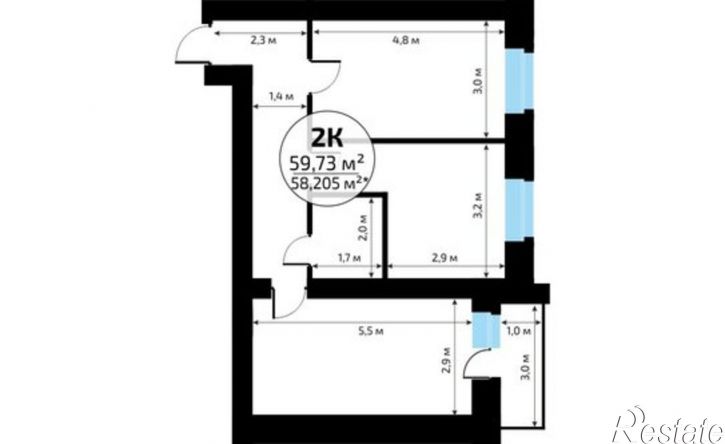 2-комн квартира в новом доме посёлок Мехзавод, микрорайон Новая Самара
