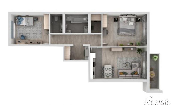 2-комн квартира в новом доме посёлок Мехзавод, микрорайон Новая Самара