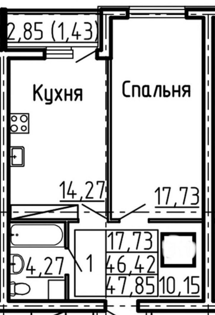 1-комн квартира Московское шоссе 16-й километр, 3 этап