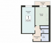 1-комн, 43 кв м, этаж 11/24 улица Советской Армии, 240Б