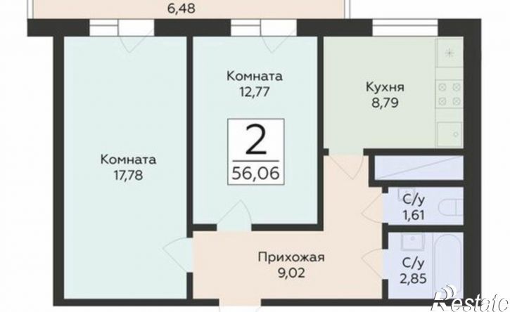 2-комн квартира в новом доме улица Советской Армии, 240Б,  д. 240Б