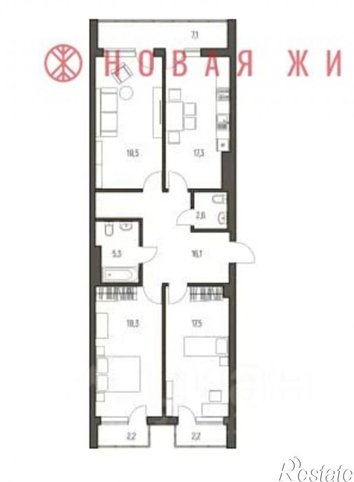 3-комн квартира Ново-Садовая, 106Г