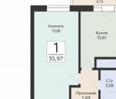 1-комн, 36 кв м, этаж 15/24 улица Советской Армии, 240Б