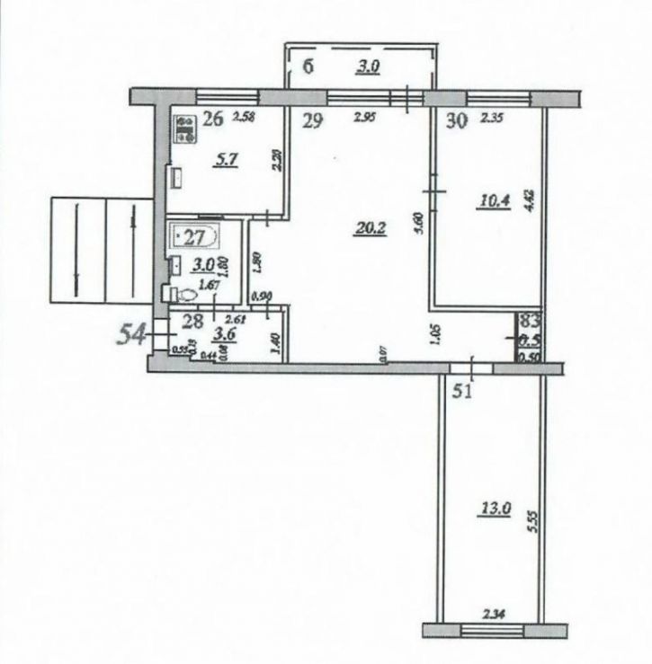 3-комн квартира Гагарина улица, 79
