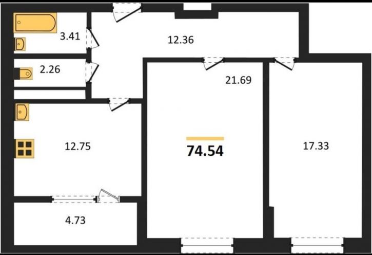 2-комн квартира в новом доме Масленникова проспект, 14А