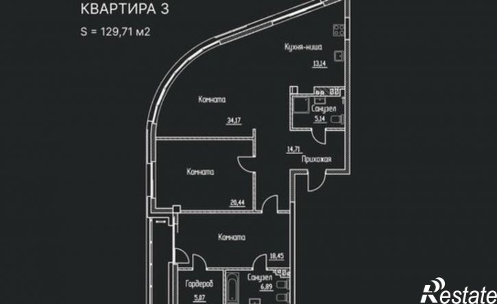3-комн квартира в новом доме ул Межевая, 2,  д. 2
