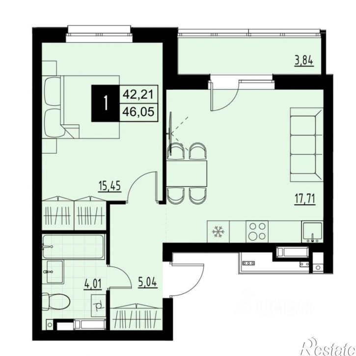 1-комн квартира в новом доме Южное шоссе, 7A,  д. 7A