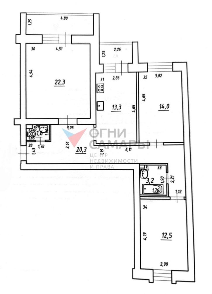 3-комн квартира Вилоновская улица, 84