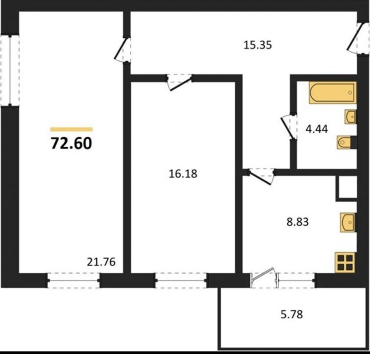 2-комн квартира в новом доме 4-й проезд, 8А