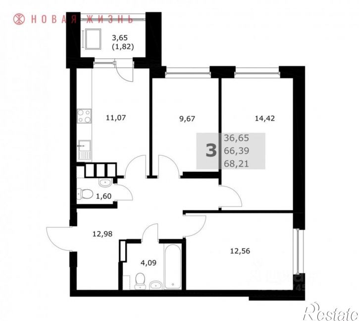 3-комн квартира в новом доме пр-кт Карла Маркса, 251,  д. 251