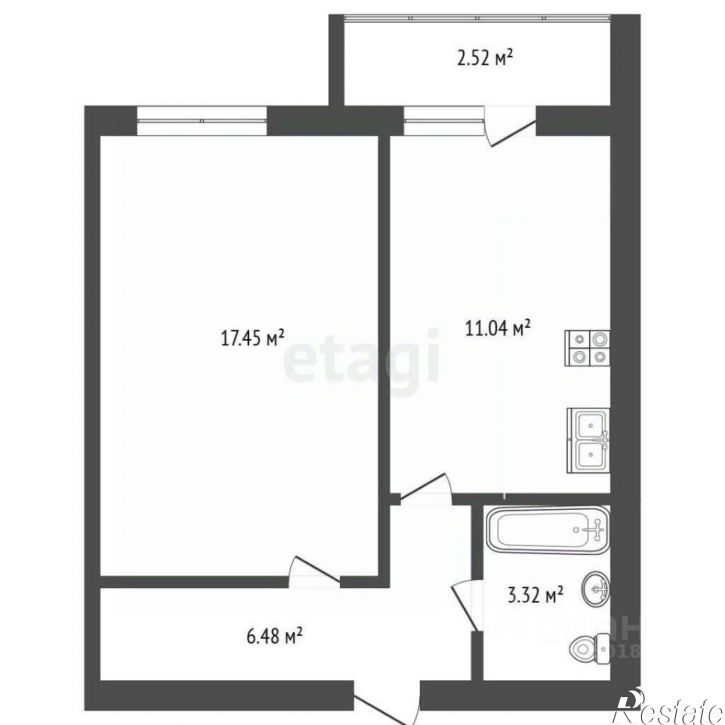 1-комн квартира 24-й км Московского шоссе, 9 с9,  д. 9 с9