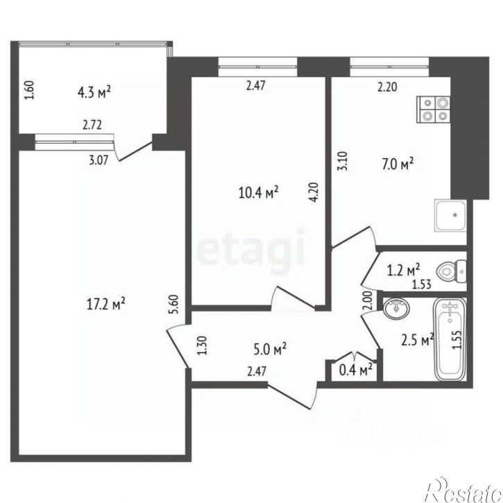 2-комн квартира проспект Кирова, 234,  д. 234