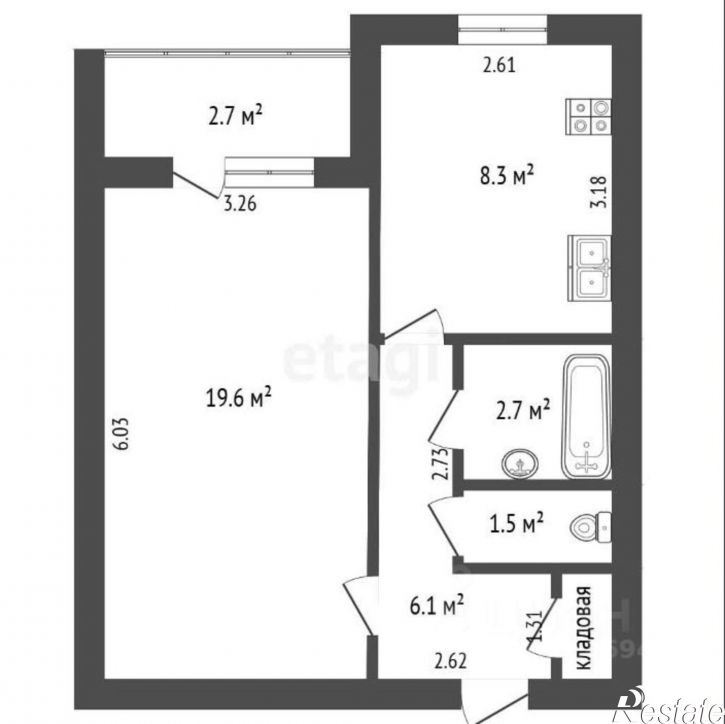 1-комн квартира улица Луначарского, 60,  д. 60
