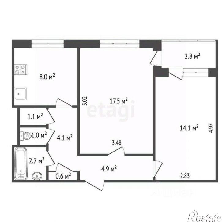2-комн квартира Придорожная улица, 11,  д. 11