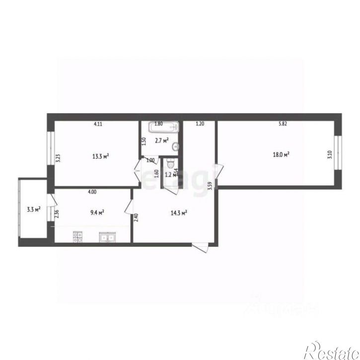 2-комн квартира улица Алексея Толстого, 26,  д. 26
