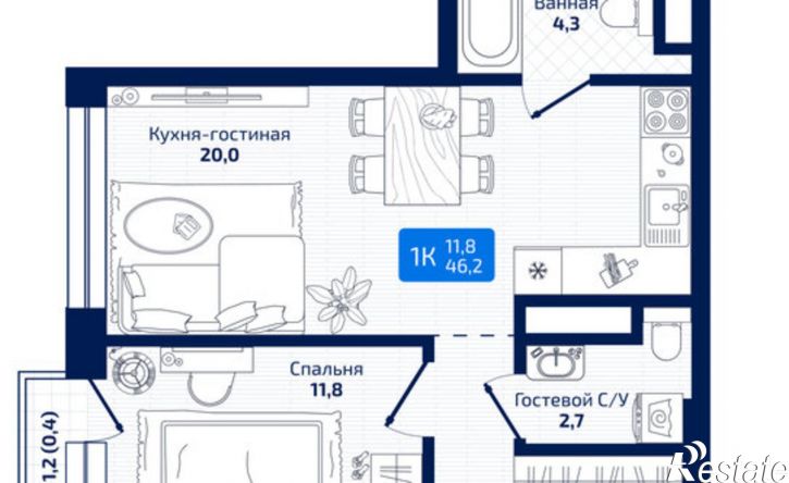 1-комн квартира в новом доме 8-я Радиальная улица, 31,  д. 31
