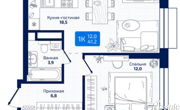 1-комн квартира в новом доме 8-я Радиальная улица, 31,  д. 31