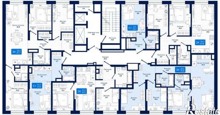 3-комн квартира в новом доме 8-я Радиальная улица, 31,  д. 31