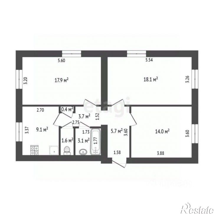 3-комн квартира Подшипниковая улица, 13,  д. 13
